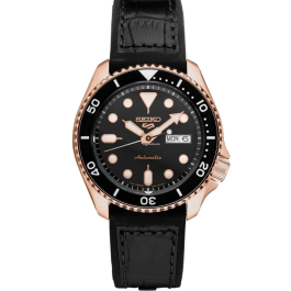 Horlogeband Seiko SRPD76K1 / 4R36-07G01 Leder Zwart 22mm